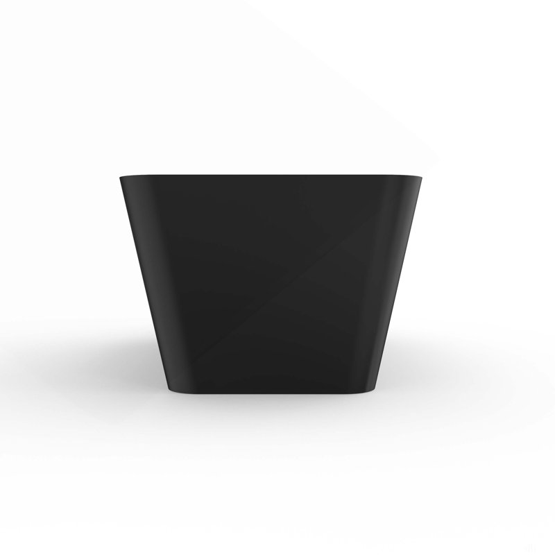 67 Inch Freestanding Solid Surface Soaking Bathtub For Bathroom, Black