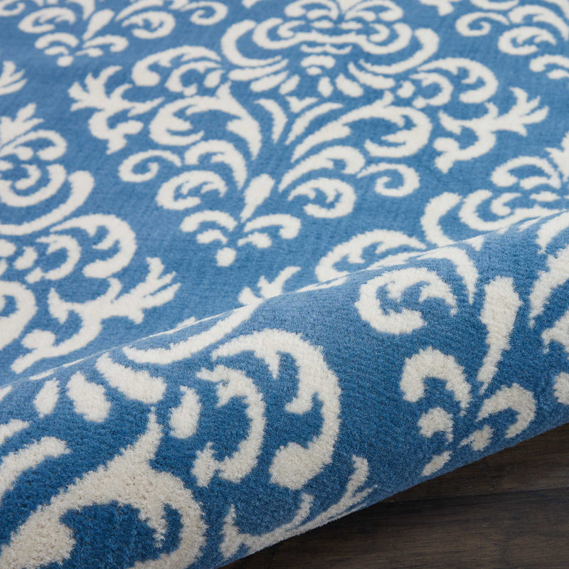 Tapis bleu Florissant, Tapis de couloir 2 pi 3 po x 7 pi 6 po