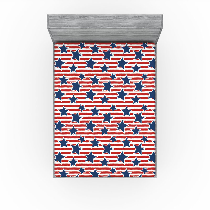 Ambesonne Fitted Sheet 2-Pack, Cobalt Blue/Vermilion Striped, California King Fitted Sheet