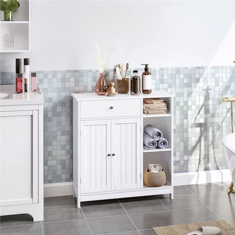 Grande armoire de rangement avec tiroir pour salle de bain, blanc