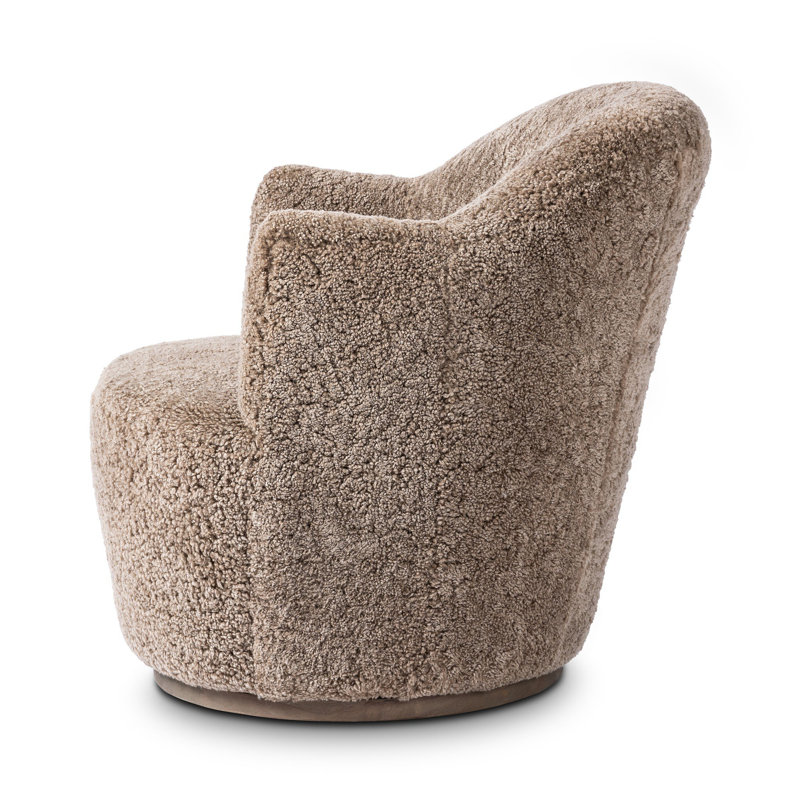 Aurora 26" Wide Swivel Armchair, Taupe Shearling