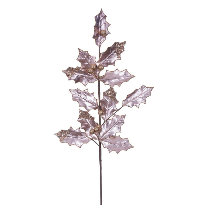 28" Leaf Spray, includes 6 pieces per bag., Rose Gold