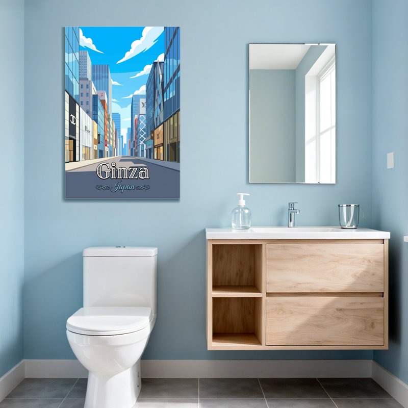 Paysages et paysages urbains avec de grands bâtiments et un ciel bleu, H 40 po x l 28 po
