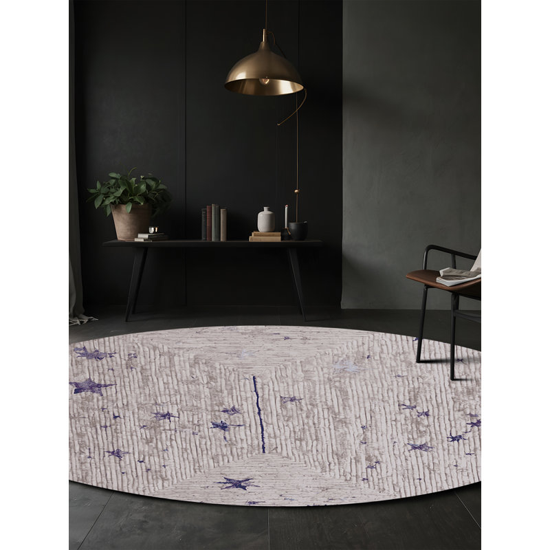 Machine Washable Beige Area Rug, Round 8'