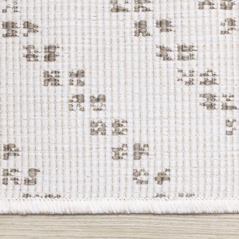 Tapis géométrique taupe résistant aux taches, Rectangle 5 pi 3 po x 7 pi 7 po