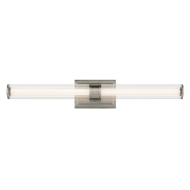 31" Linear Bath Bar Large LED with Clear Fluted Glass, Brushed Nickel