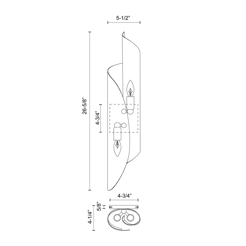 Parducci Corner Wall Light, Polished Nickel