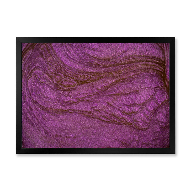 Or ondulé doré et mauve - art moderne sur toile, Impression noire sur toile encadrée, H 8 po x l 12 po x P 1 po