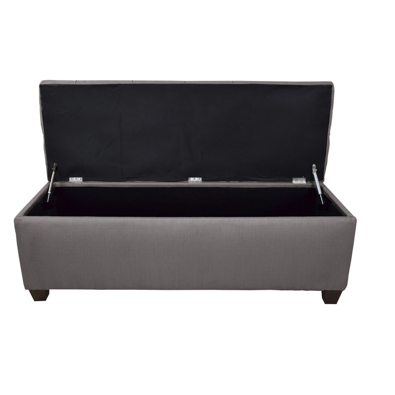 Upholstered Storage Bench, Red/Gray