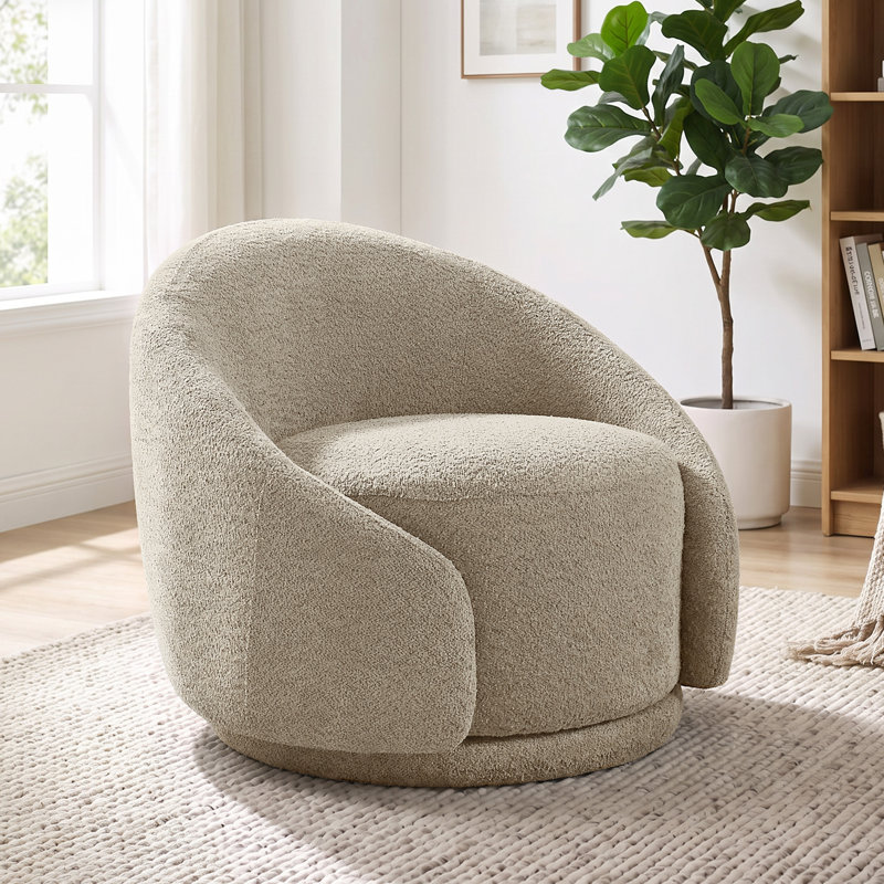 Fauteuil demi-tonneau pivotant de 34,25 po Gabbanelli, Bouclette chameau