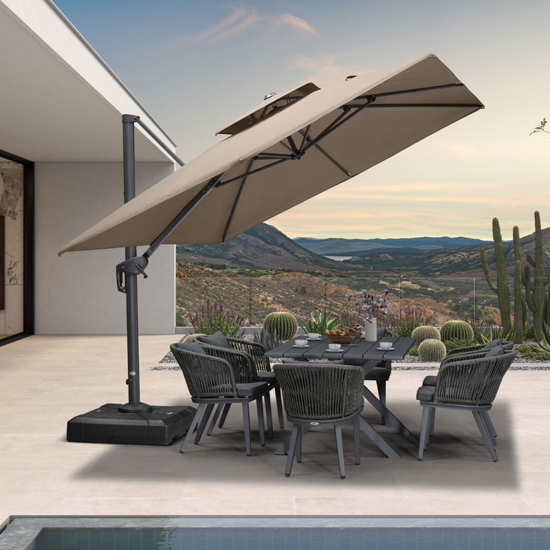 Parasol de patio rectangulaire en porte-à-faux 9 pi x 12 pi, moka cendré, Taupe
