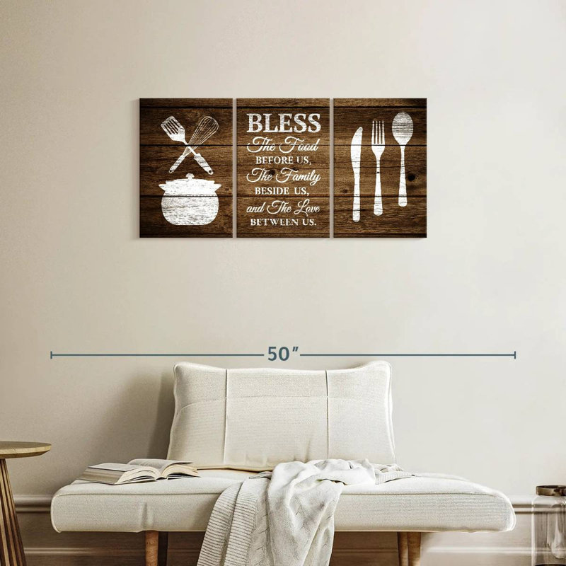 «Bless The Food Sign», reproduction sur toile, H 18 po x l 38 po x P 1,25 po