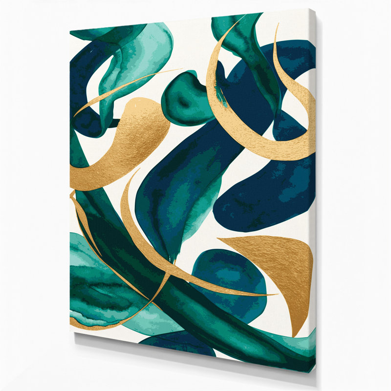 Art mural abstrait aquarelle sur toile bleue, H 14 po x l 11 po