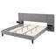 Très grand lit plateforme avec tête de lit - Velours, gris, 2 tables de chevet, structure en bois robuste, sans sommier, plateforme stable à assemblage rapide, installation simple-784837640
