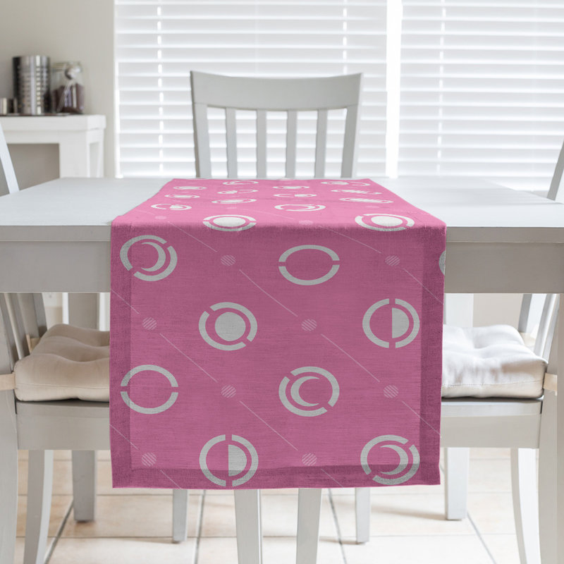 Classic Moon Phases Table Runner, 16" x 72", Pink/White