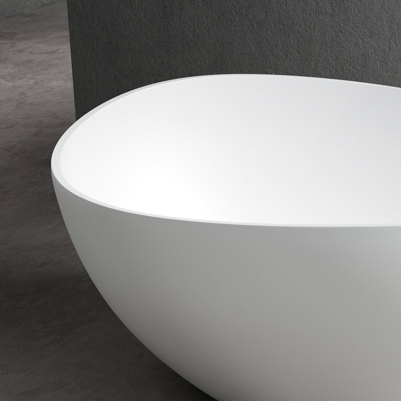 Baignoire autoportante en pierre de trempage 63 "x 38,6" Vespa, Matte White
