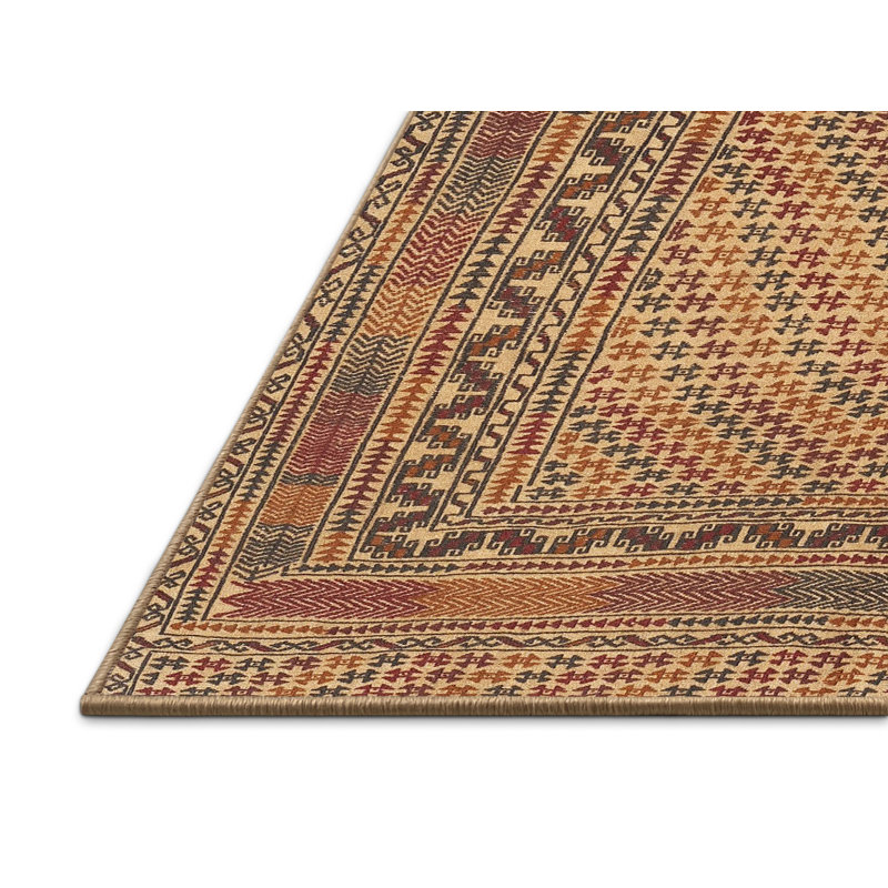 Tapis beige/vert/rouge traditionnel Toader, Rectangle 4 pi x 6 pi