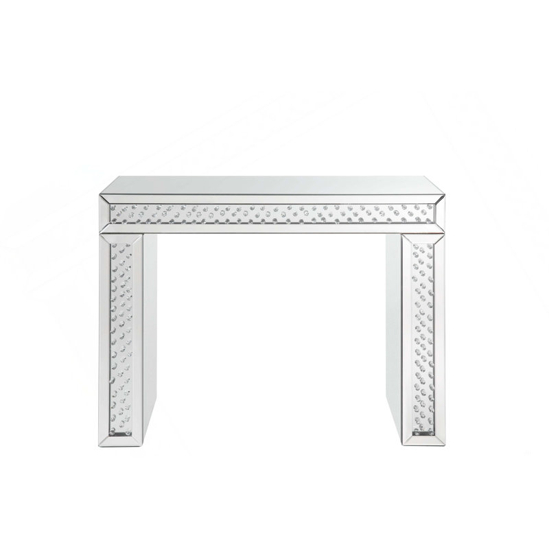 Bureau de coiffeuse en miroir et faux cristaux (assemblé)