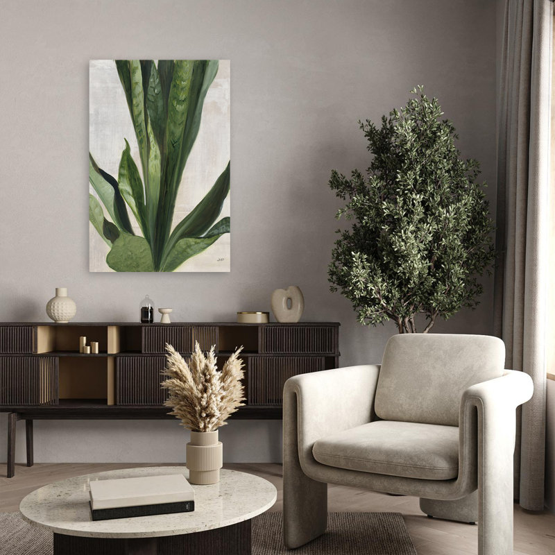 Botanique et crème, étude tropicale III, art, H 36 po x l 24 po