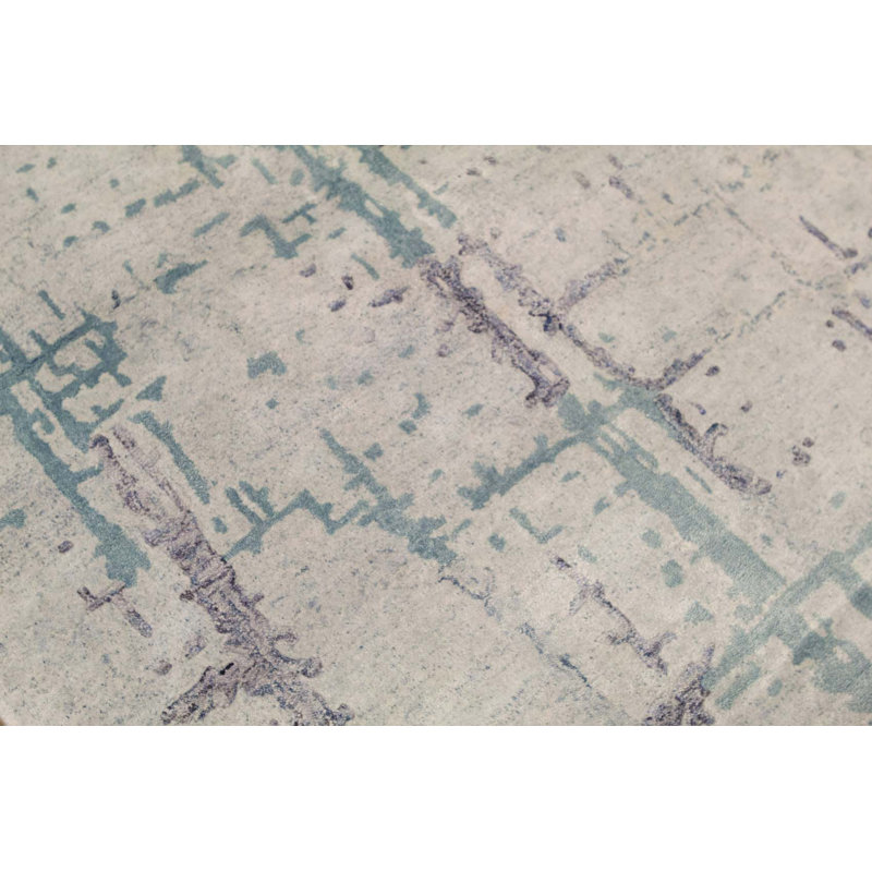 Tapis ivoire et turquoise noué à la main de haute qualité