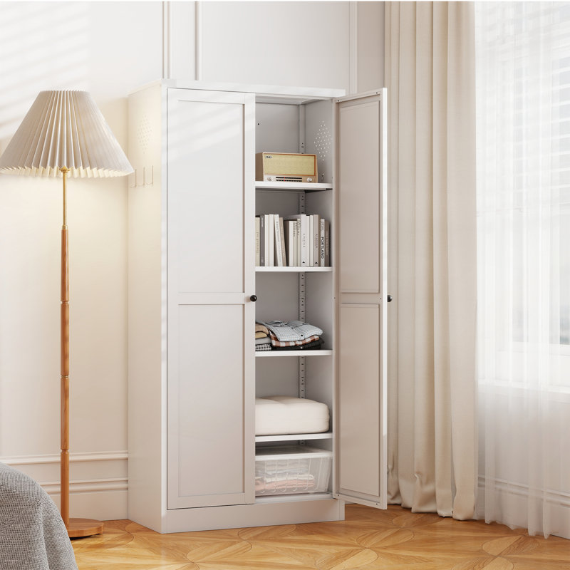 Garde-manger 61 po en métal blanc avec 4 tablettes réglables