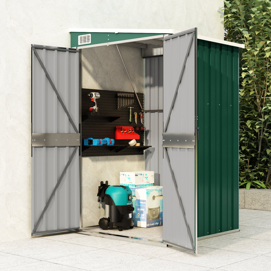 vidaXL Storage Shed Wall-mounted Garden Shed for Backyard Galvanized Steel VidaXL Siding 