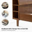 Boneva Mid-Century Modern Platform Bed Solid Wood Legs with 103° Inclined Storage Headboard and Charging Station-96122417-96122418