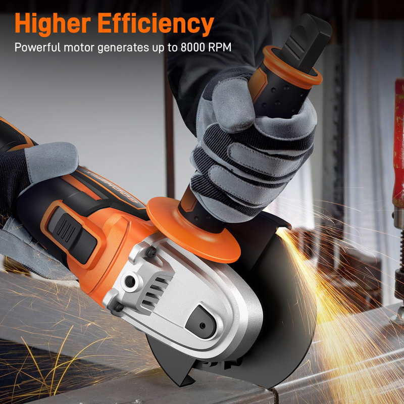 Cordless Brushless Angle Grinder Ergonomic Handle Dust-Proof Design with Grinding