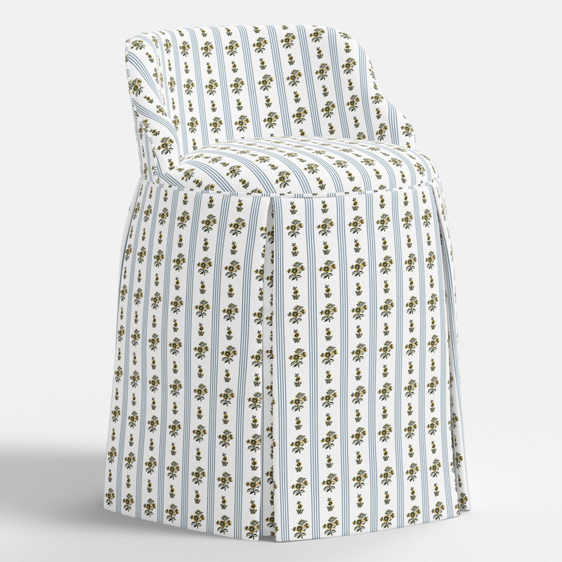 Chaise de coiffeuse à jupe, Millie rayée chambray