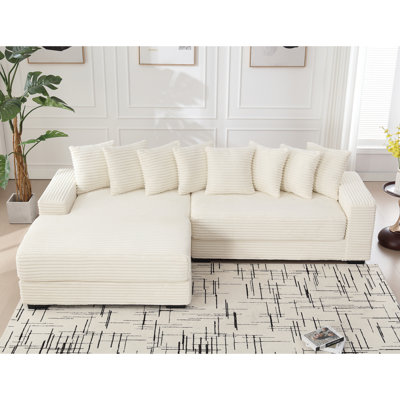 Oversized Two-Piece  Couches,L Shaped Sofa, Corduroy, Right Chaise Daybed,with Armrests,Eight Throw Pillows,Corner Sofa