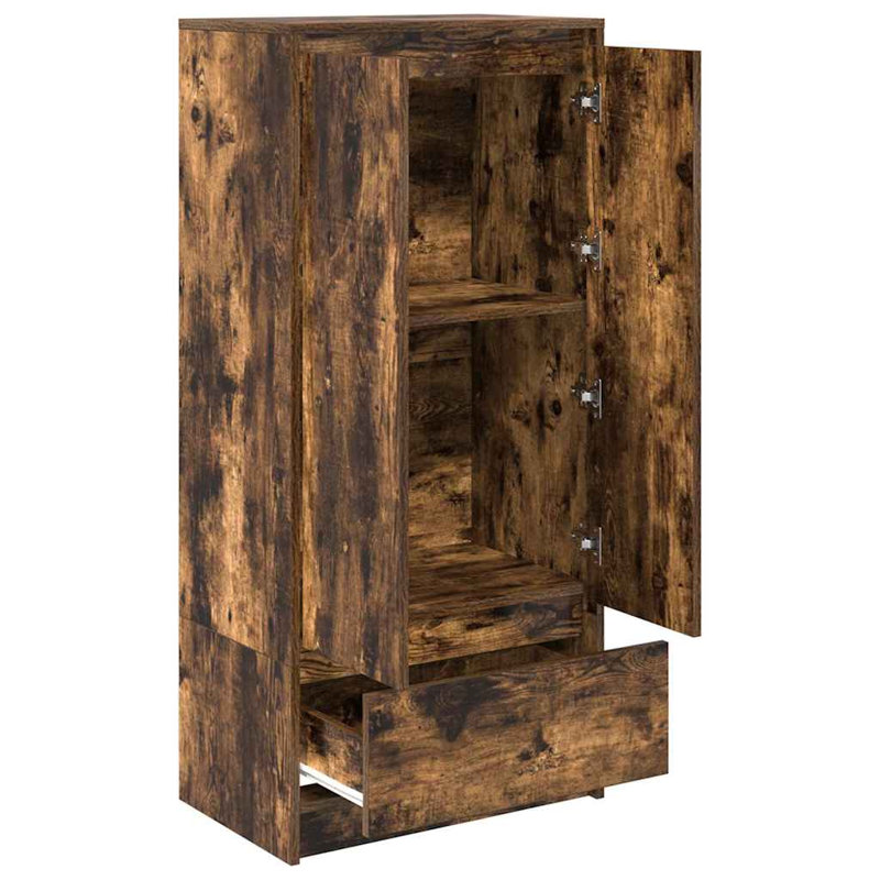 Cabinet With Drawer 55.5X34x119.5 Cm Engineered Wood, Smoked Oak