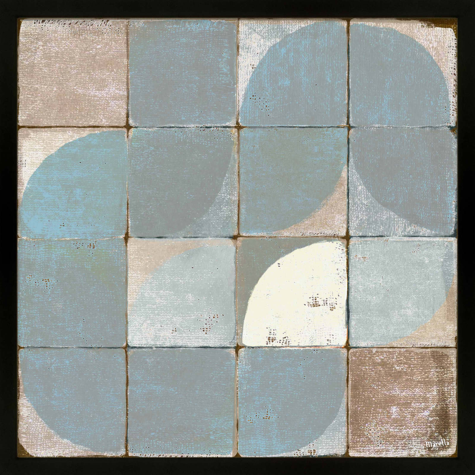 Tiles 2 by Marco Marella for Studio M - Framed Wall Art, Black, Paper, 16" H x 16" W