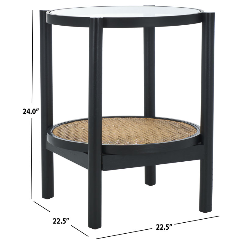 Karyna Glass End Table, Black