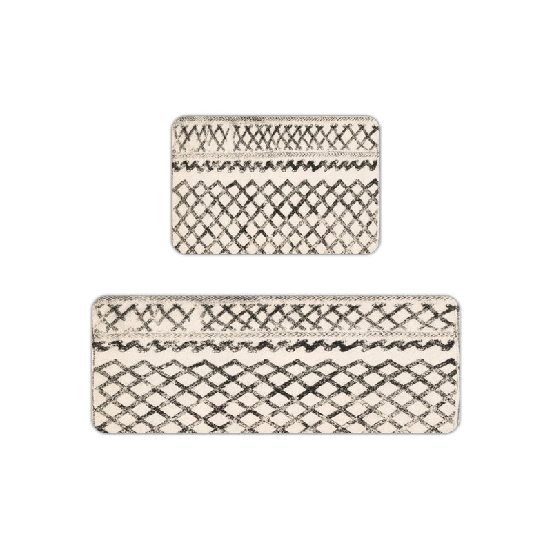 Tapis de cuisine géométriques noirs et blancs, tapis 2 pièces pour la décoration intérieure, tapis de cuisine et d'entrée