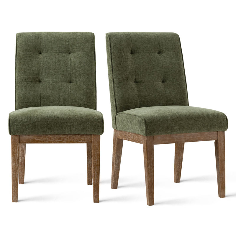 19.5" Seat Height Tweed Upholstered Kitchen Dining Chair, Green