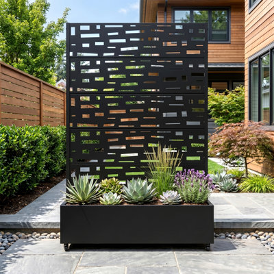 Metal Planter Box with Trellis with Wheels
