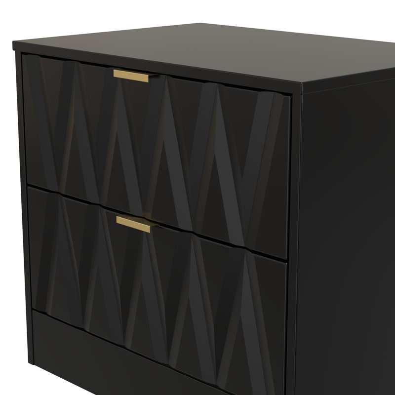 Besmir 58cm W Manufactured Wood Bedside Table, Deep Black/Black