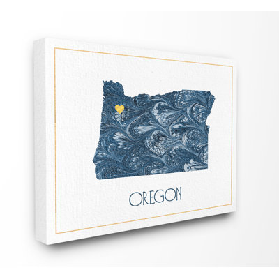 « oregon, bleu, silhouette minimale en papier marbré » par daphné polselli, impression