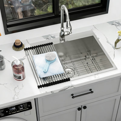 25" x 22" x 12" Deep Capacity Laundry Utility Sink T304 16 Gauge Stainless Steel Drop In Large Sink