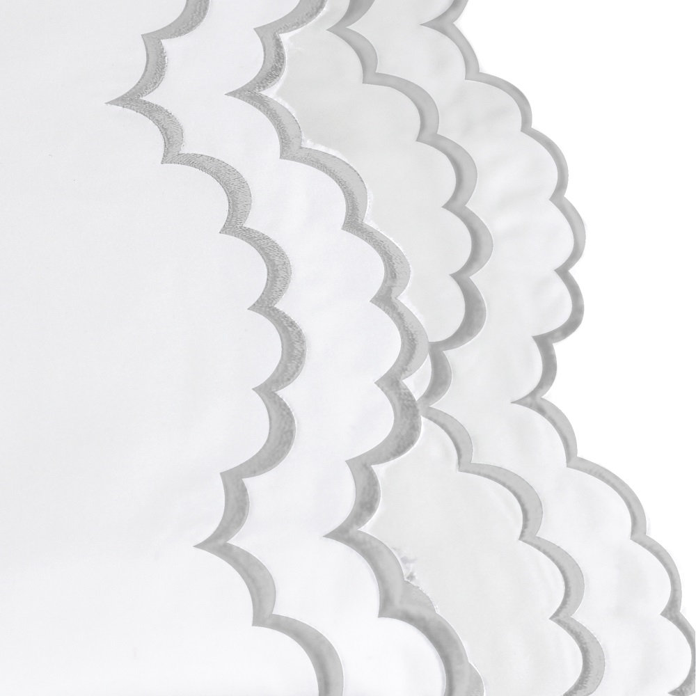 Bara Cotton Sheet Set, Queen Sheet Set with 2 Pillowcases, Gray/White
