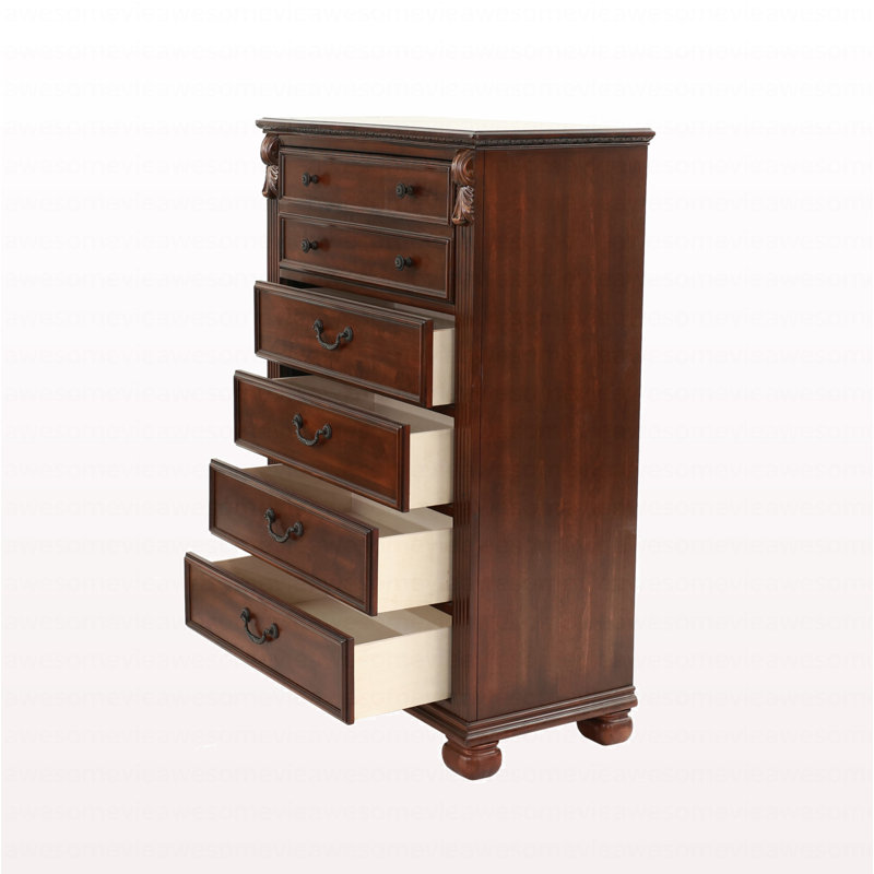 Commode de style chambre à coucher avec tiroirs en cerisier foncé 1 pièce, Cerisier
