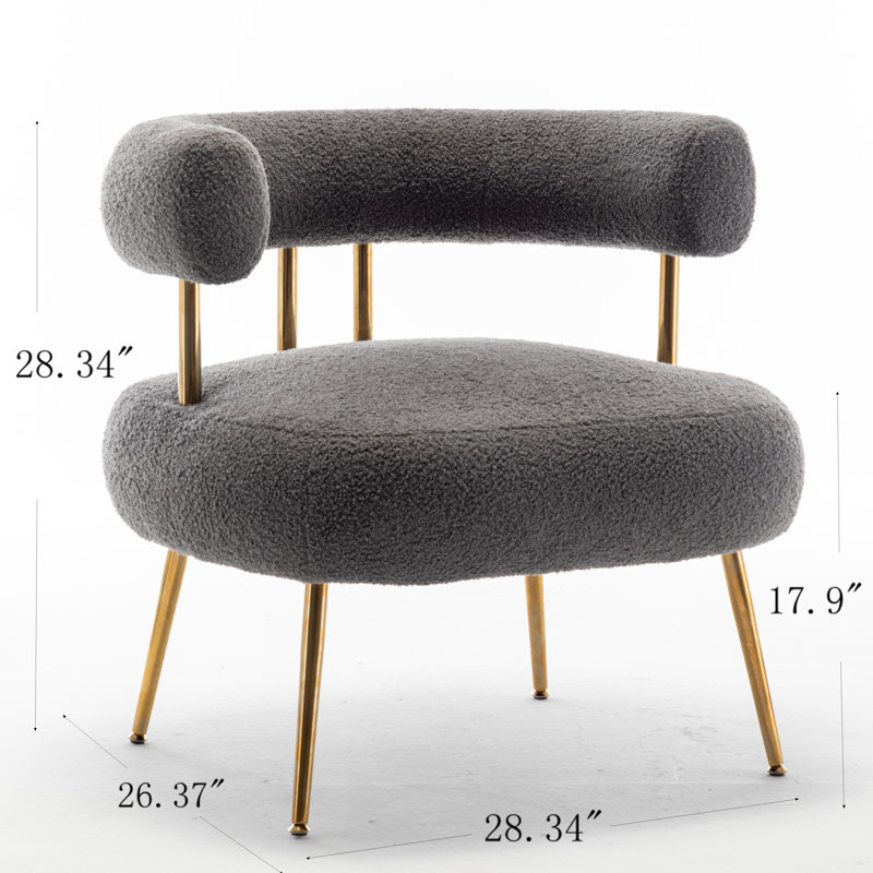 Upholstered Barrel Chair, Gray Polyester Blend