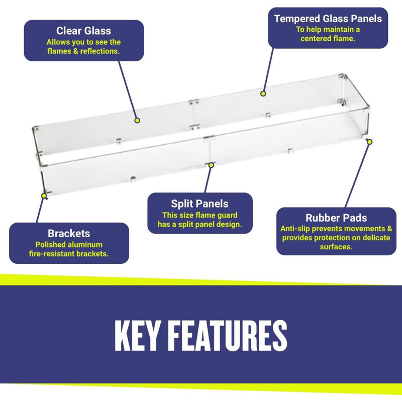 53.5'' Clear Tempered Glass Flame Guard for Fire Pit