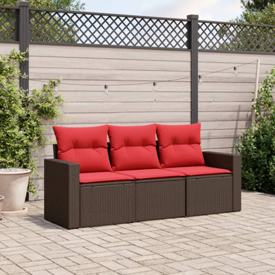 Ensemble de canapé de patio avec coussins 3 pièces Ebern Designs