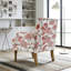 Chaise d'appoint, revêtement floral, garniture cloutée, pieds en bois massif-12935699