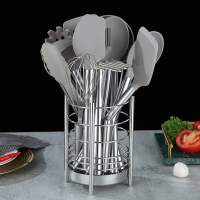 38-Piece Non-Stick Silicone Cooking Utensils Set with Stainless Steel Holder, Dishwasher Safe Kitchen Tools -  4 SEASONS FURNITURE, 032808