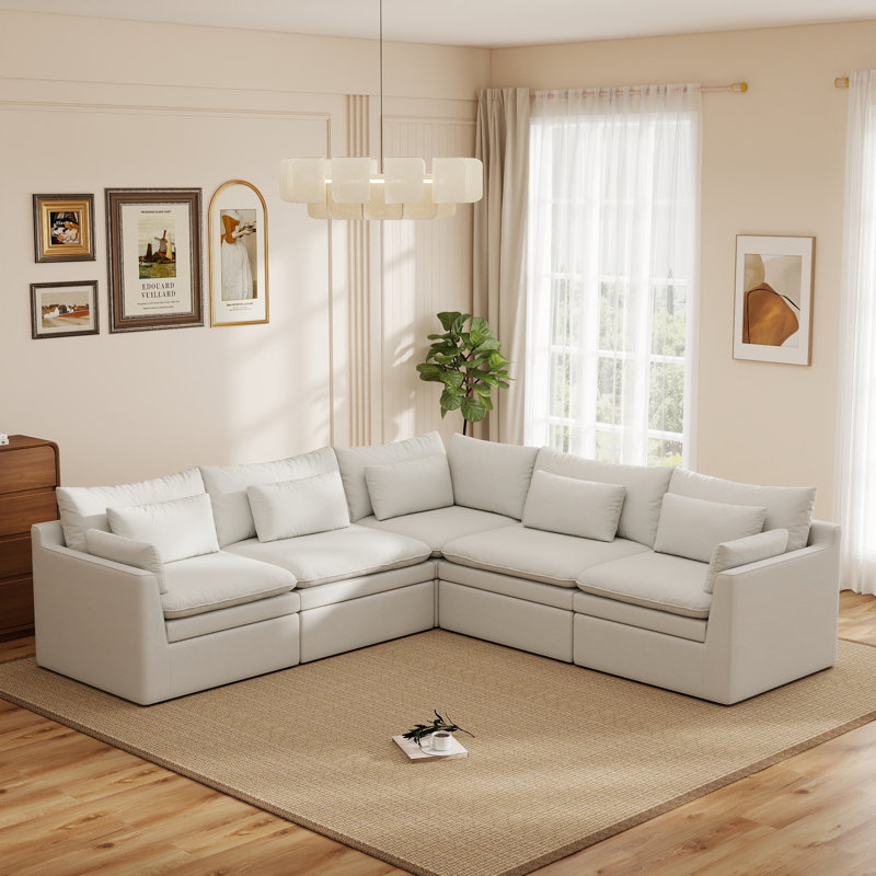Canapé modulaire Laron Bantry, Mélange de polyester blanc