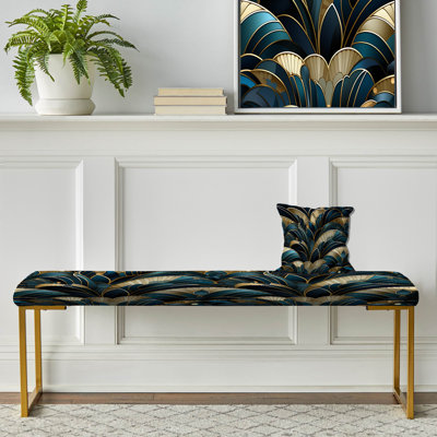 Motif émeraude et or art déco - Banc rembourré en marbre doré