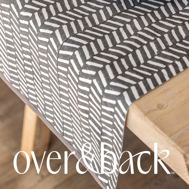 Grey Herringbone Hand-Blocked Cotton Table Runner 18" x 90"