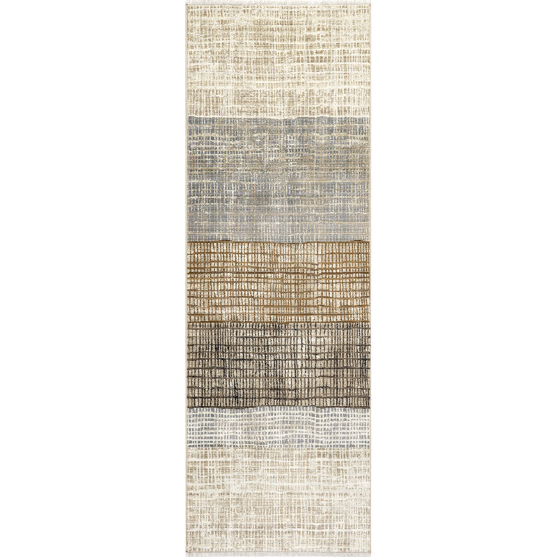  Park Abstract Checked Area Rug, Runner 2'6" x 8'